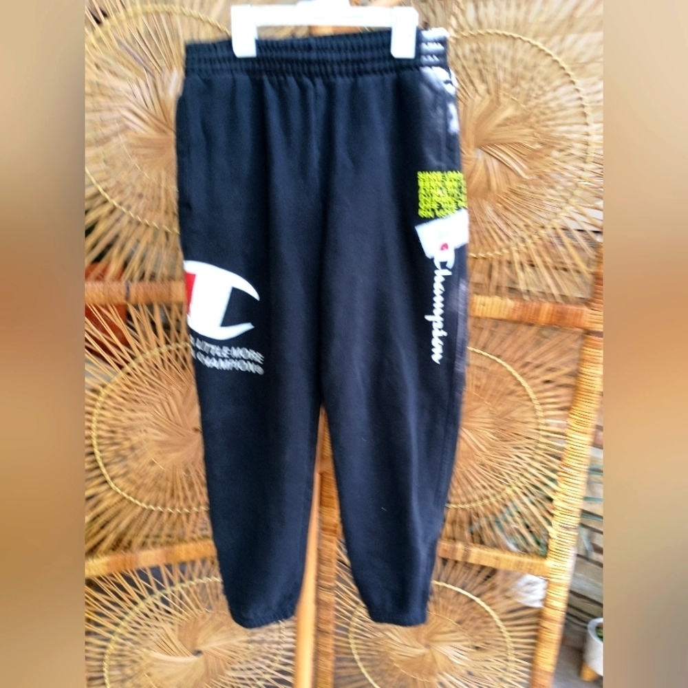 Champion Black Sweatpants Comfortable Athletic Wear_Small